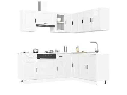 11dílná sada kuchyňských skříněk "Porto" bílé lesk kompozit 3314963