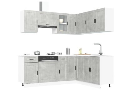 11dílná sada kuchyňských skříněk Porto betonově šedá kompozit 3314965