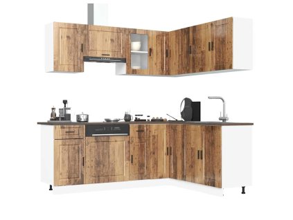 11dílná sada kuchyňských skříněk "Porto" staré dřeva kompozit 3314969