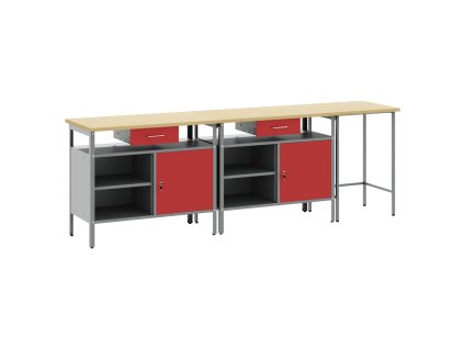 Sada pracovního stolu se zásuvkou s policí 3 pcs Červená a šedá 3321397