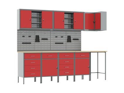 Sada pracovní skříně se zásuvkou s policí 12 pcs Černá a šedá 3321512