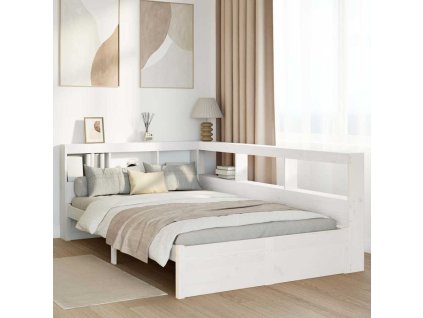 Postel s knihovnou bez matrace bílá 120x200 cm masivní borovice 3324355