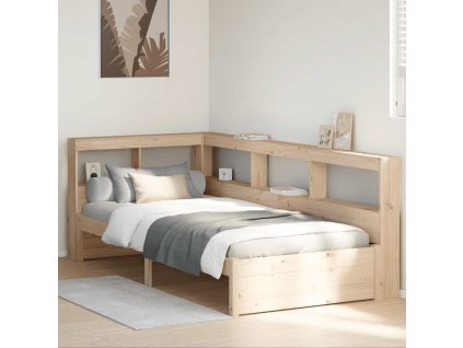 Postel s knihovnou bez matrace 90 x 190 cm masivní borovice 3324366