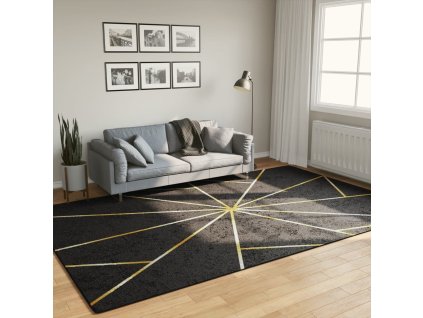 Koberec pratelný černý a zlatý 190 x 300 cm protiskluzový 136619