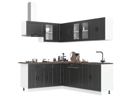 11dílná sada kuchyňských skříněk "Porto" černý kompozit 3314902