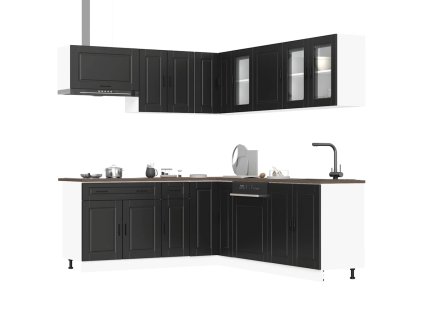 11dílná sada kuchyňských skříněk "Porto" černý kompozit 3314932