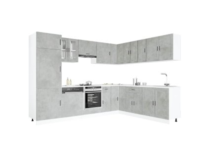 14dílná sada kuchyňských skříněk Porto betonově šedá kompozit 3314995