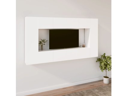 8dílný set TV skříněk bílý kompozitní dřevo 3114286