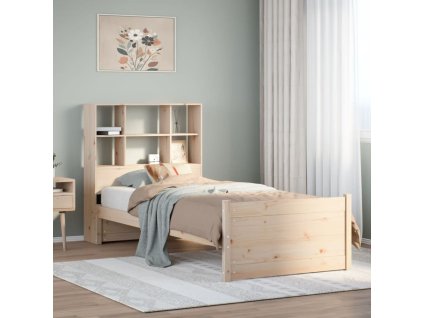 Postel s knihovnou bez matrace 90 x 190 cm masivní borovice 3322457
