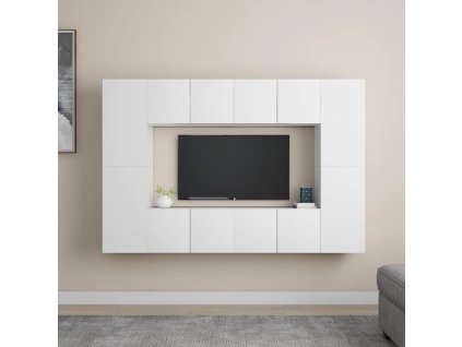 8dílný set TV skříněk bílý kompozitní dřevo 3078668