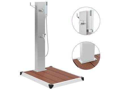 Zahradní sprcha s vaničkou WPC nerezová ocel 3051291