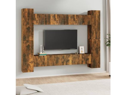 10dílný set TV skříněk kouřový dub kompozitní dřevo 3120218