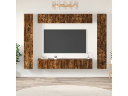 10dílný set TV skříněk kouřový dub kompozitní dřevo 3120248
