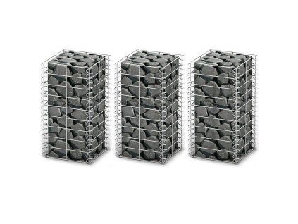 Sada gabionů 3 ks pozinkovaný drát 25 x 25 x 50 cm 141044