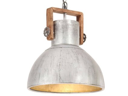 Industriální závěsné svítidlo 25 W stříbrné kulaté 40 cm E27 320529