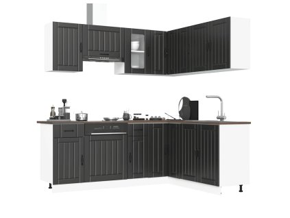 11dílná sada kuchyňských skříněk "Lucca" černý kompozit 3314952