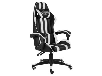 Herní židle černobílá umělá kůže 20523