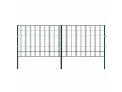 Plotový panel se sloupky železný 349 x 120 cm zelený 278662