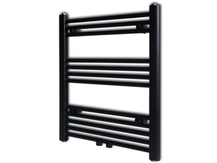 Černý žebříkový radiátor na ručníky rovný ústřední topení 600 x 764 mm 141906