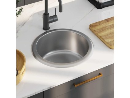 Kuchyňský dřez se sítkem a sifonem nerezová ocel 145070