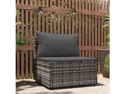 Zahradní středová pohovka s poduškami šedá polyratan 319769