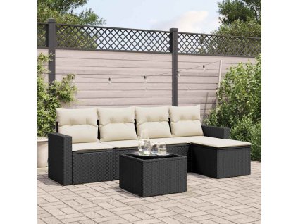 6dílná zahradní sedací souprava s poduškami černá polyratan 3251233