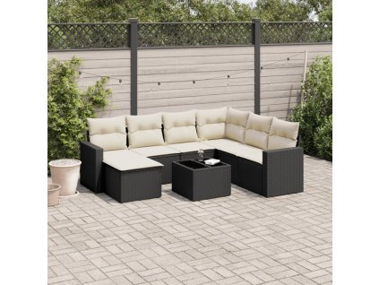 8dílná zahradní sedací souprava s poduškami černá polyratan 3251643