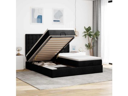 Osmanský rám postele s matrací černá 180x200cm textil 3314585