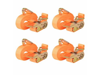 Ráčnové upínací pásy, 4 ks, 0,4 tun, 6mx25mm, oranžové 142658