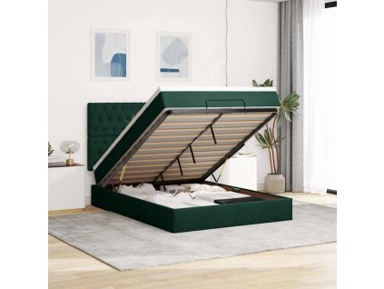 Osmanský rám postele s matracemi tmavě zelená 140x200cm samet 3314399