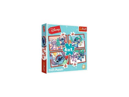 Trefl Puzzle 4v1 Stitch Vánoce