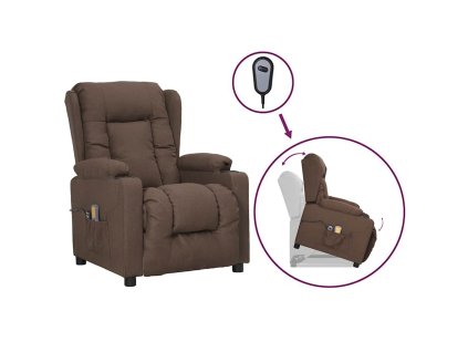 Zvedací masážní křeslo taupe textil 3093441