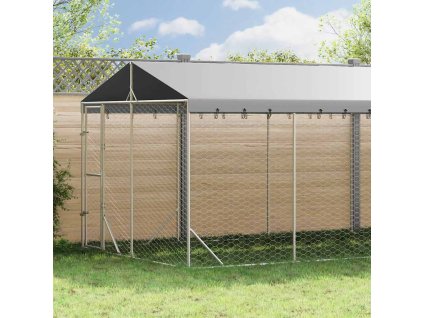 Venkovní psí kotec se střechou stříbrný 3 x 9 x 2,5 m ocel 3190490