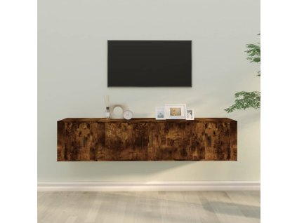 3dílný set TV skříněk kouřový dub kompozitní dřevo 3188419