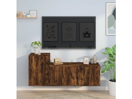 2dílný set TV skříněk kouřový dub kompozitní dřevo 3188483