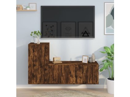 2dílný set TV skříněk kouřový dub kompozitní dřevo 3188491