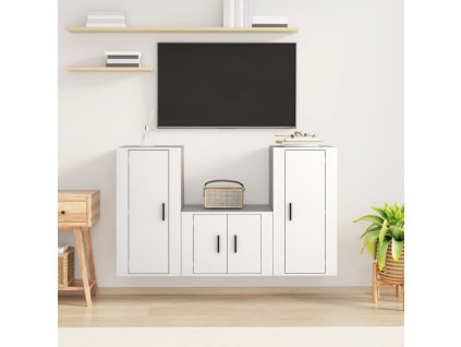 3dílný set TV skříněk bílý kompozitní dřevo 3188518