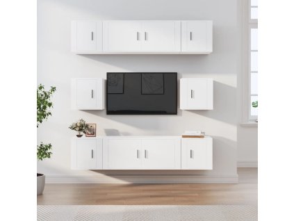 8dílný set TV skříněk bílý kompozitní dřevo 3188670