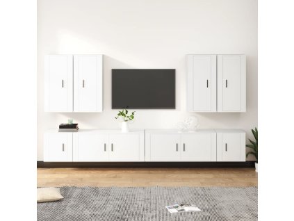 8dílný set TV skříněk bílý kompozitní dřevo 3188702