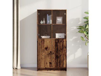 Highboard s dvířky old wood 68 x 37 x 142 cm kompozitní dřevo 3318722