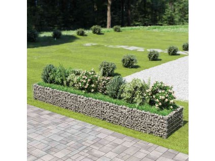 Gabionový vyvýšený záhon pozinkovaná ocel 450 x 90 x 50 cm 143553