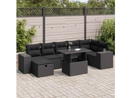 5dílná zahradní sedací souprava s poduškami černá polyratan 3327945