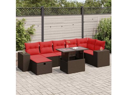 8dílná zahradní sestava s poduškami černá polyratan akácie 3327954