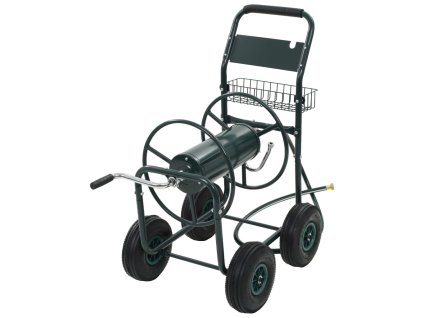 Vozík na zahradní hadici s navijákem 1/2'' zelený 75 m ocel 143777