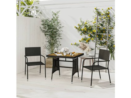 3dílný zahradní jídelní set polyratan černý 3120086