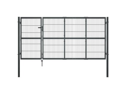 Zahradní brána se sloupky ocel 350 x 120 cm antracitová 144400