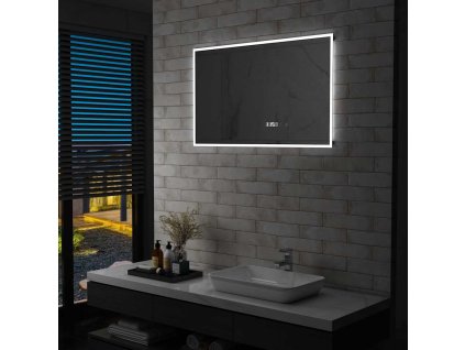 Koupelnové LED zrcadlo dotykový senzor zobrazení času 100x60 cm 144739