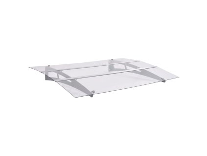 Vchodová stříška stříbrná a průhledná 120 x 90 cm polykarbonát 144828