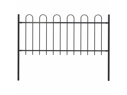 Zahradní plot s obloukem nahoře ocelový 181 x 100 cm černý 144930