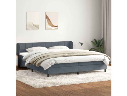 Postel Box Spring s matracemi tmavě šedá 180x210 cm samet 3317536